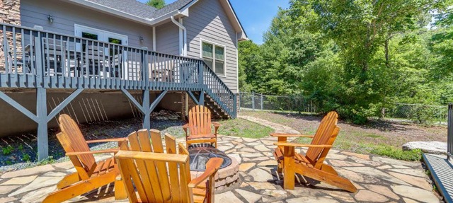 Deck, Fire Pit & Fireplace: Murphy Forest Retreat in Murphy