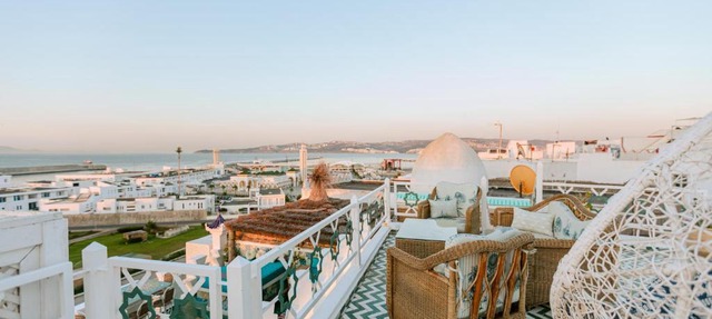 Riad Villa with Mediterranean Sea Views of Spain and Gibraltar in Tangier